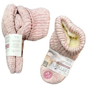 NWT Lemon Women's Turn Cuff Slipper Sock LIGHT PINK - size S/M